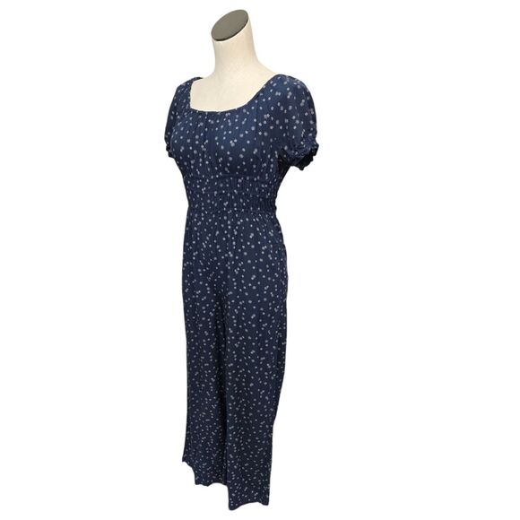 Madewell Womens Sophia Size XS Wide Leg Jumpsuit Navy Blue Ditsy Floral Pockets - Picture 9 of 12